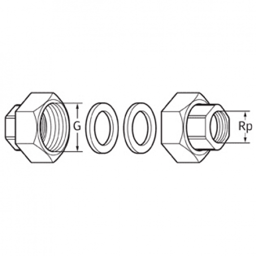 Комплект гаек для насоса R11/2"-R1"GT (3XPART)+BOX-CHR