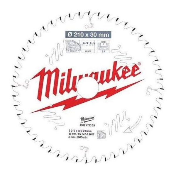 Диск пильный Milwaukee по дереву для циркулярной пилы 210x30x2,8x54