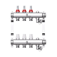 Коллектор нерж. Wester MUFS 1"-3/4 в сборе с расходомерами на 3 выхода