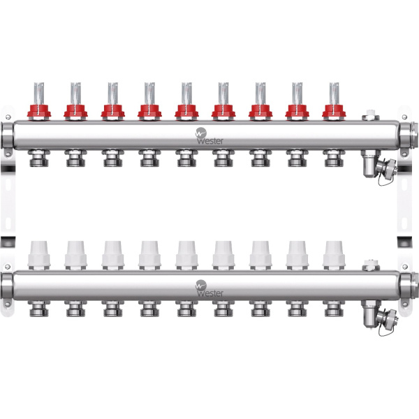 Коллектор Wester нерж. MUFS 1"-3/4 в сборе с расходомерами на 9 выходов