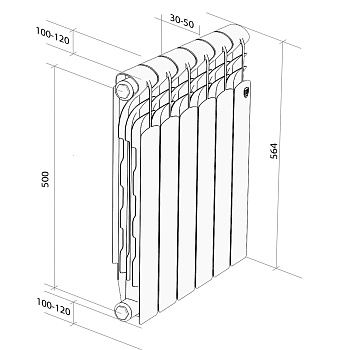 Радиатор Royal Thermo Revolution Bimetall 500 2.0 – 10 секц.