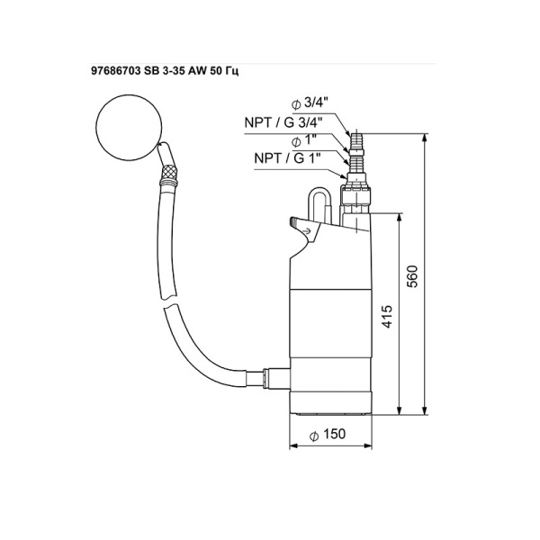 Насос колодезный Grundfos SB 3-35 AW